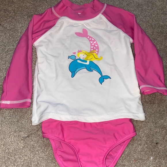 3PC Set Mermaid Bathing Suit & Sandals Baby Girl 12 mo - Picture 1 of 12